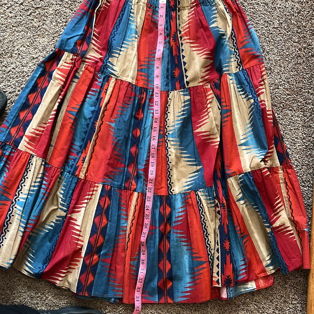 Southwest multi colored cow girl maxi skirt 100% cotton one size great condition - Picture 7 of 7